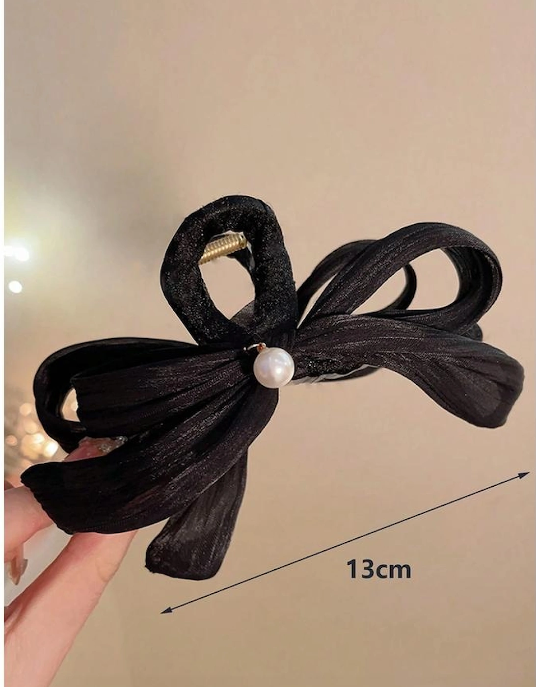 Azura Exchange Black Pearl Decor Bow Large Claw Clip