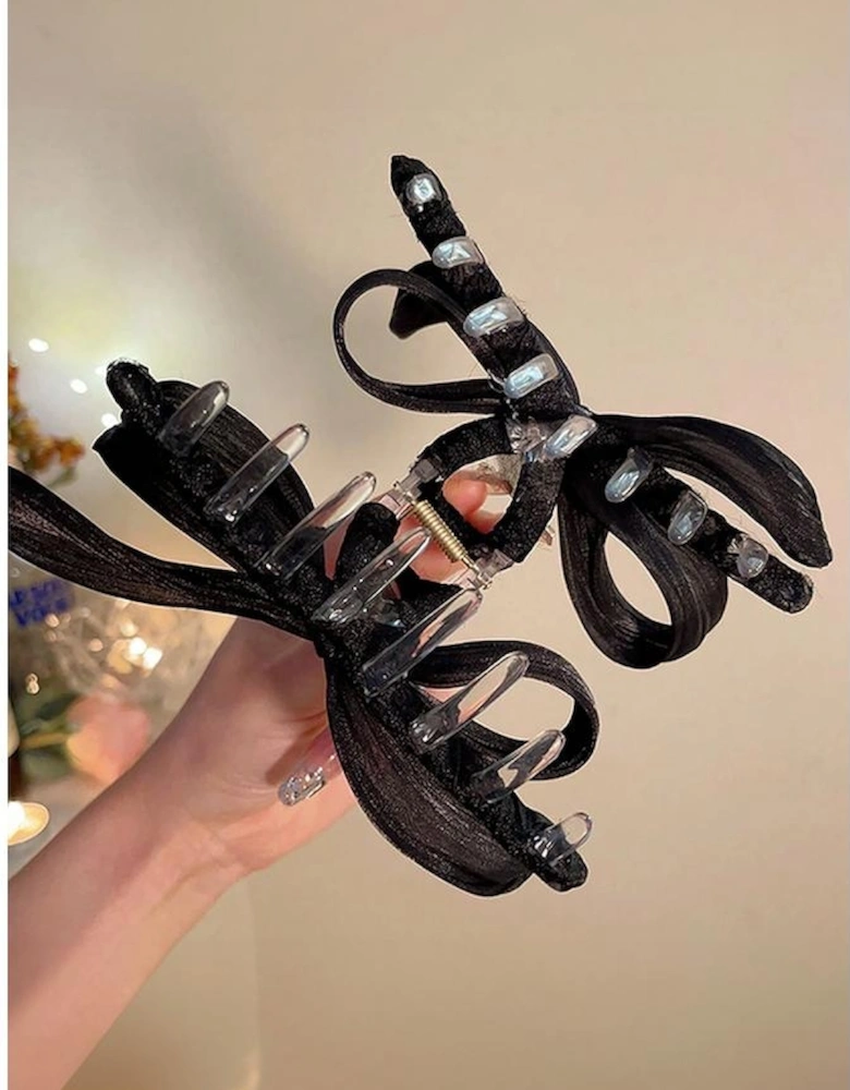 Azura Exchange Black Pearl Decor Bow Large Claw Clip