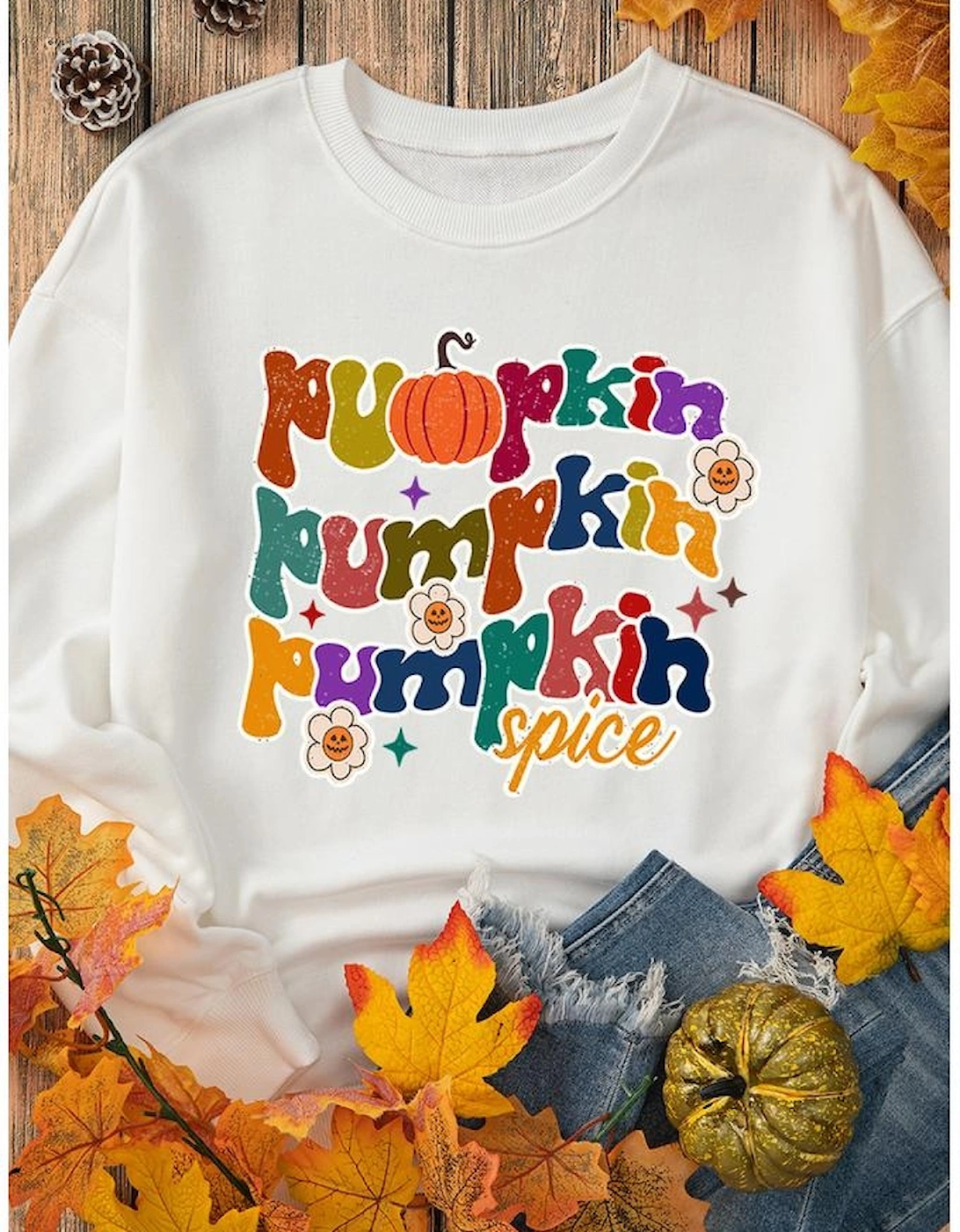 Beige Cute Pumpkin Spice Graphic Thanksgiving Sweatshirt