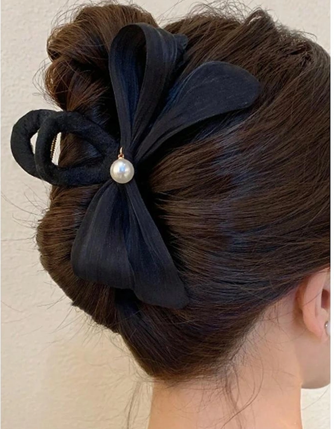 Azura Exchange Black Pearl Decor Bow Large Claw Clip