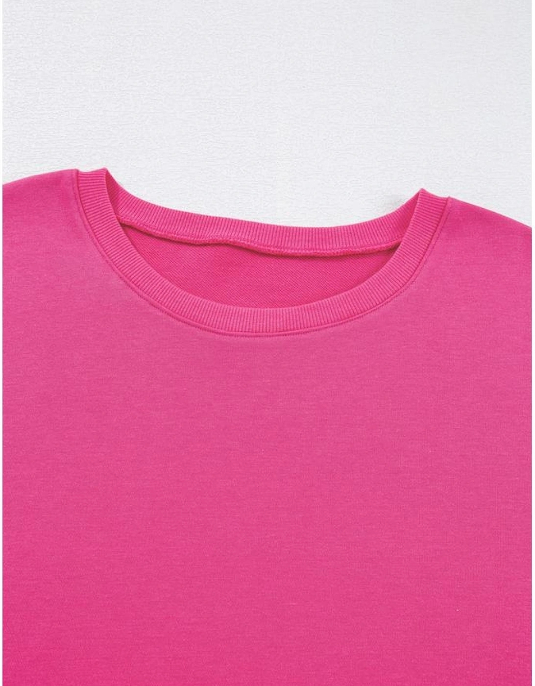 Rose Red Plus Size Printed Patchwork Sleeve Split Sweatshirt