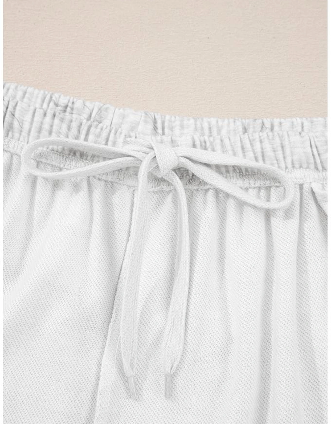 Light Grey Abstract Print Loose Drop Sleeve Hoodie Elastic Waistband 2pcs Pant Set