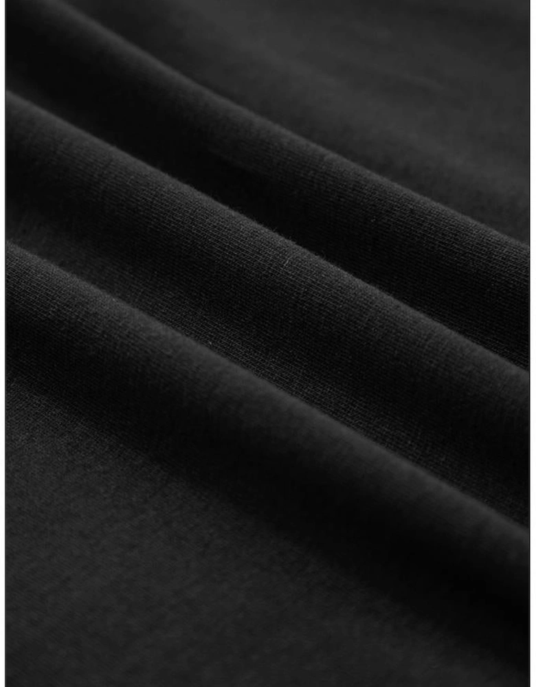 Black Ruffled Crew Neck Slim Fit Top