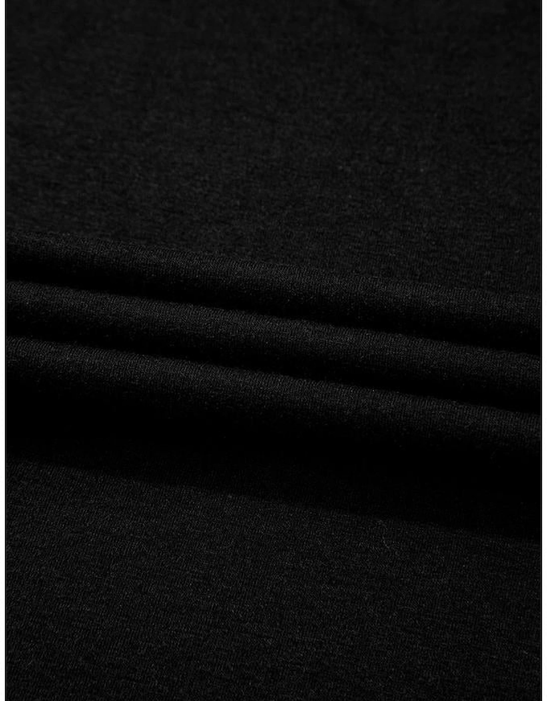 Black Floral Mesh Patchwork Loose V Neck Plus Size T Shirt