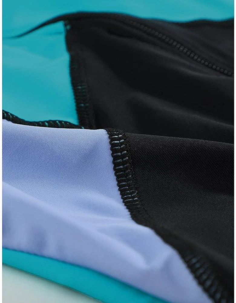 Azura Exchange Color Block Zip Up Rashguard Top