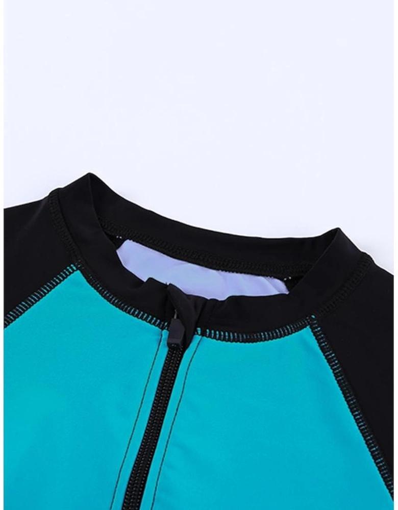 Azura Exchange Color Block Zip Up Rashguard Top