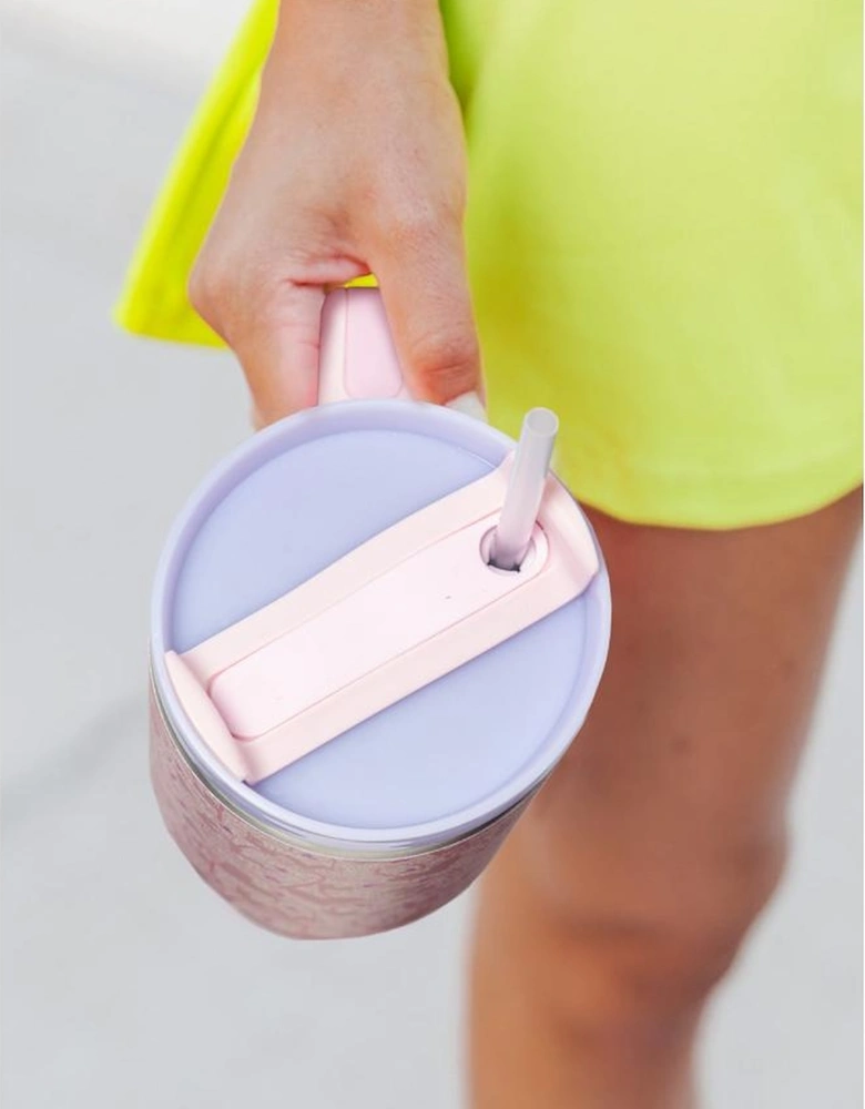 Azura Exchange Apricot Pink Valentine Heart Shaped Print Stainless Steel Vacuum Cup