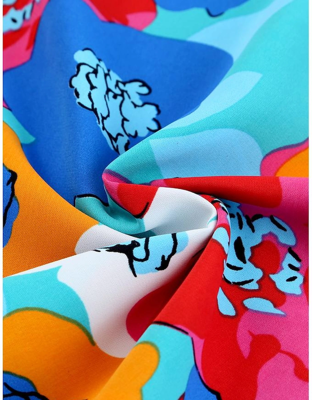 Multicolor Floral Print V Neck 3/4 Sleeve Blouse