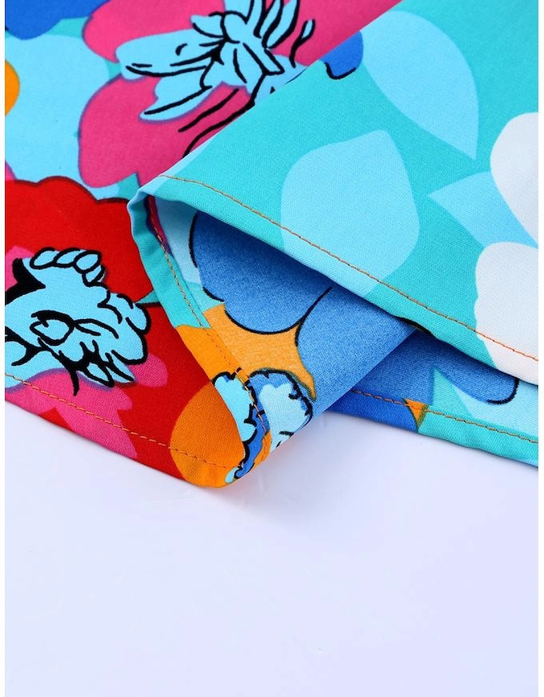 Multicolor Floral Print V Neck 3/4 Sleeve Blouse