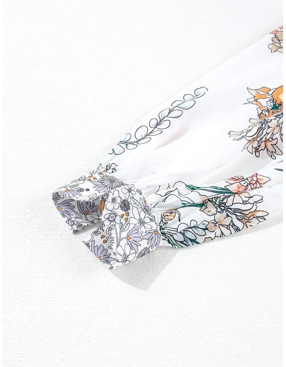 Purple Boho Floral Bishop Sleeve Button Up Loose Shirt