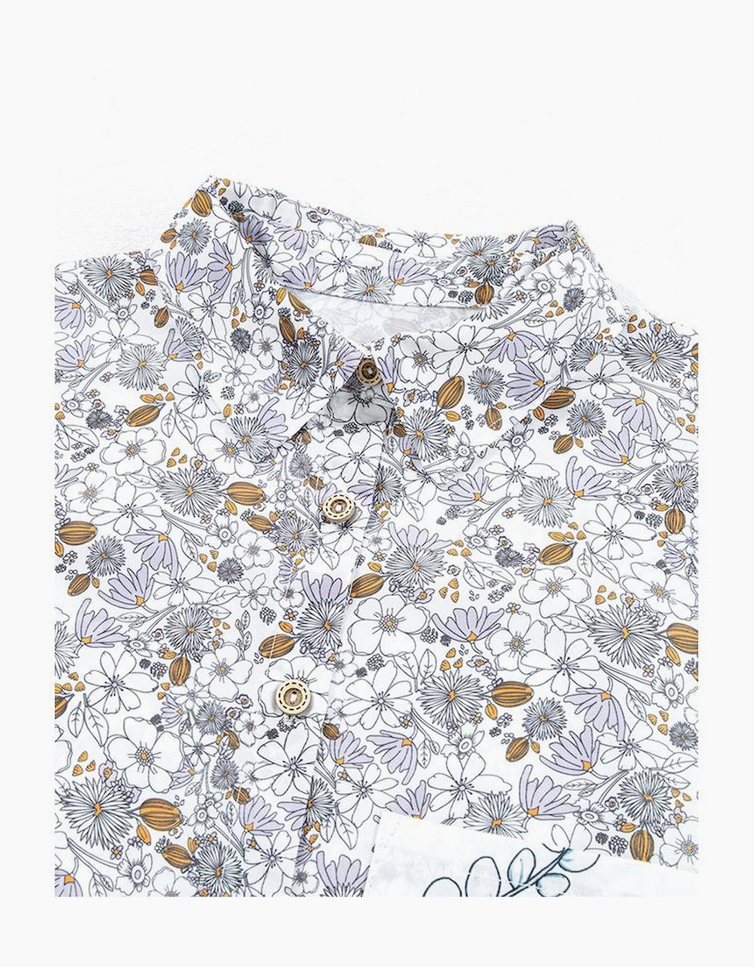 Purple Boho Floral Bishop Sleeve Button Up Loose Shirt