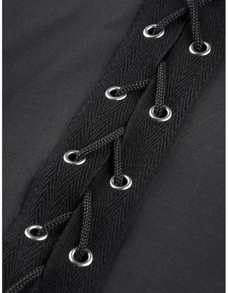 Black Grommet Lace Up Front Leggings