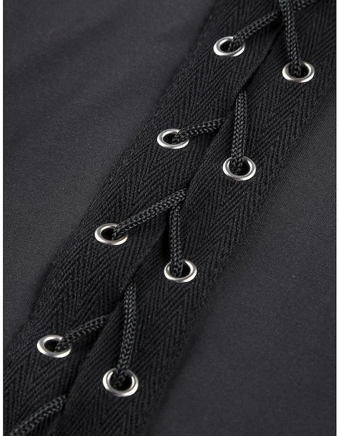 Black Grommet Lace Up Front Leggings