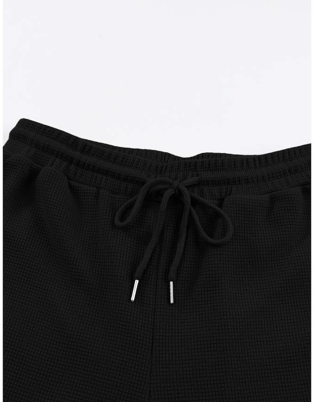 Black Waffle Texture Cargo Pocket Jogger Pants