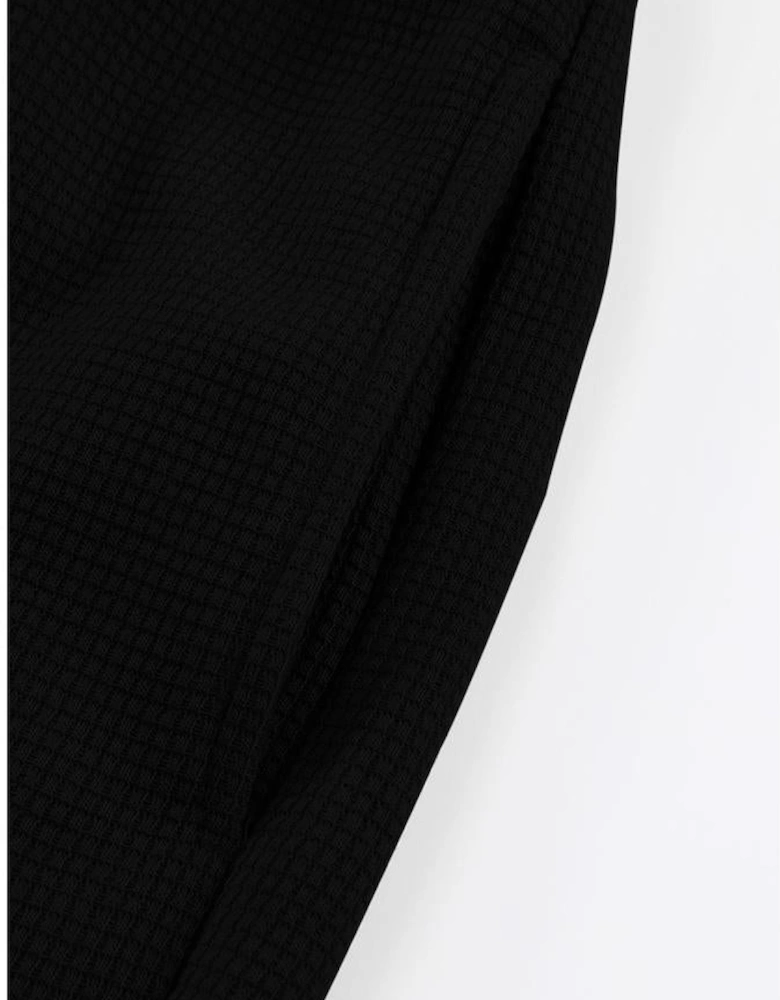 Black Waffle Texture Cargo Pocket Jogger Pants