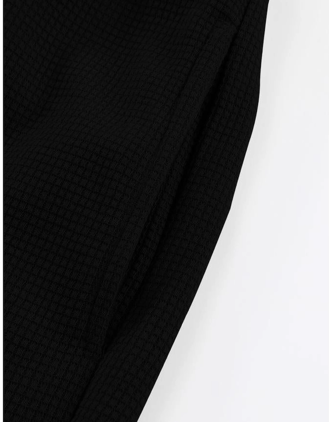 Black Waffle Texture Cargo Pocket Jogger Pants