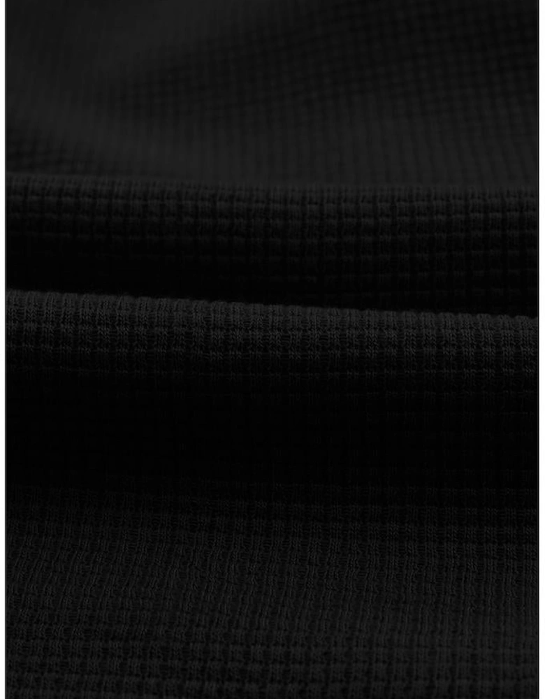 Black Waffle Texture Cargo Pocket Jogger Pants