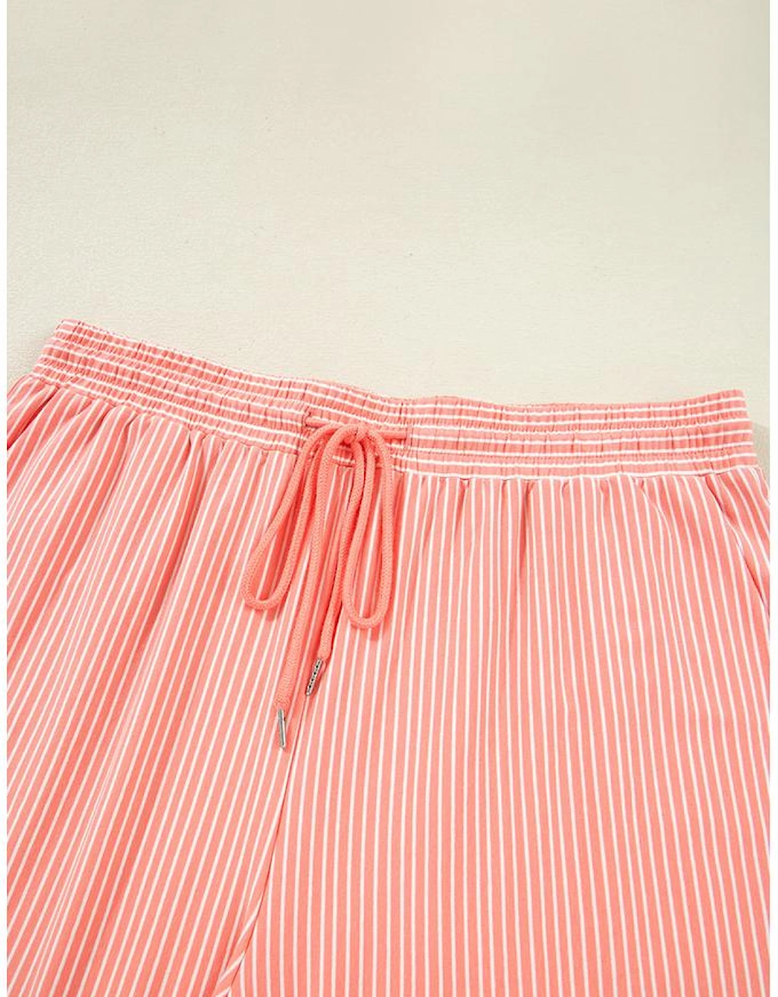 Orange Stripe Loose Polo T Shirt and Shorts Plus Size 2pcs Outfit