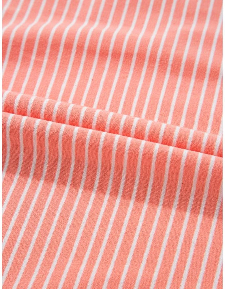 Orange Stripe Loose Polo T Shirt and Shorts Plus Size 2pcs Outfit