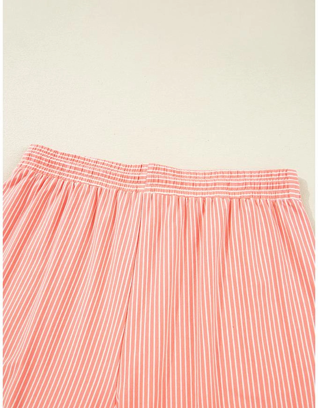 Orange Stripe Loose Polo T Shirt and Shorts Plus Size 2pcs Outfit