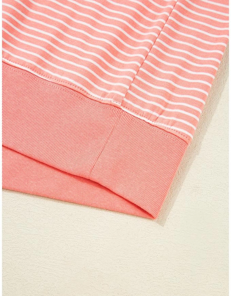 Orange Stripe Loose Polo T Shirt and Shorts Plus Size 2pcs Outfit