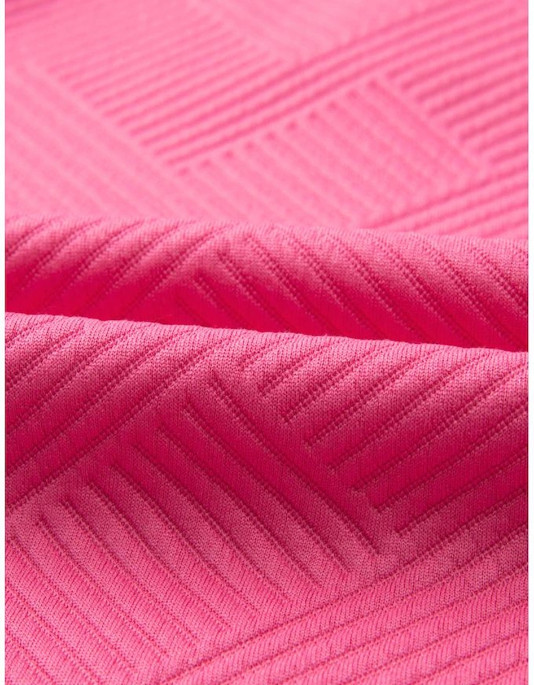 Bonbon Solid Textured Collared V Neck Top and Wide Leg Pants Set