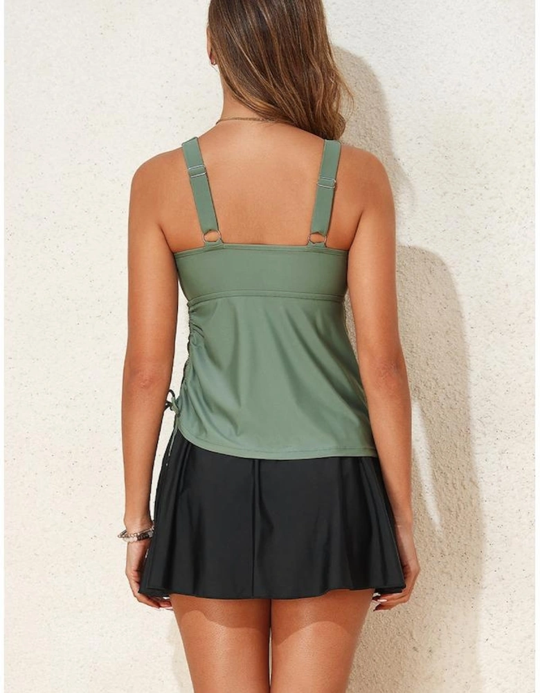 Mist Green Scoop Neck Adjustable Tankini and Matching Skort Bathing Suit