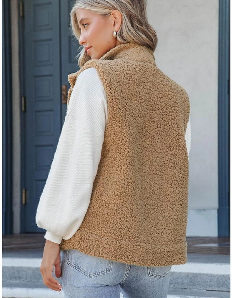 Azura Exchange Women's Cozy Sherpa Vest  Women's Sherpa Vest - Cozy & Warm  Camel Sherpa Vest - Soft and Fuzzy  Azura Exchange Sherpa Vest - Casual Style