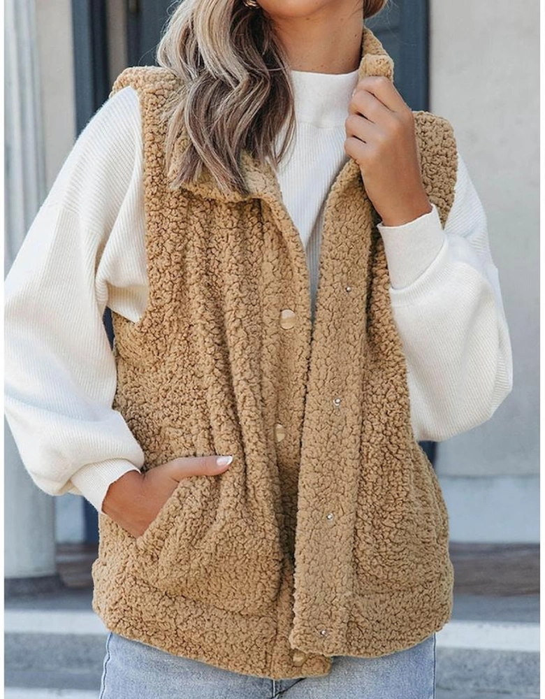 Azura Exchange Women's Cozy Sherpa Vest  Women's Sherpa Vest - Cozy & Warm  Camel Sherpa Vest - Soft and Fuzzy  Azura Exchange Sherpa Vest - Casual Style