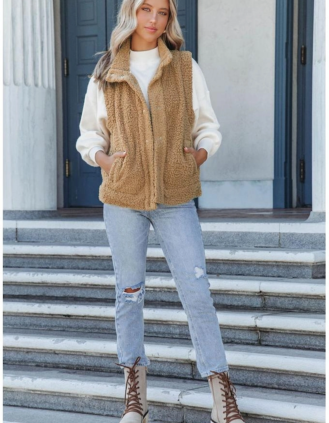 Azura Exchange Women's Cozy Sherpa Vest  Women's Sherpa Vest - Cozy & Warm  Camel Sherpa Vest - Soft and Fuzzy  Azura Exchange Sherpa Vest - Casual Style, 13 of 12