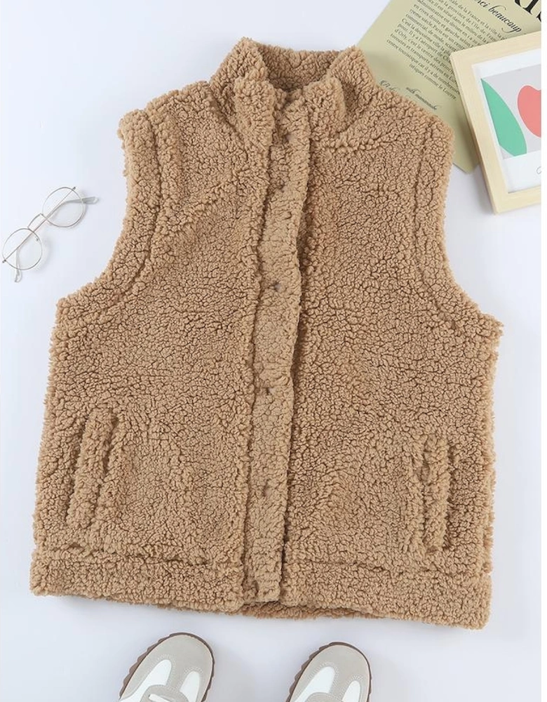 Azura Exchange Women's Cozy Sherpa Vest  Women's Sherpa Vest - Cozy & Warm  Camel Sherpa Vest - Soft and Fuzzy  Azura Exchange Sherpa Vest - Casual Style