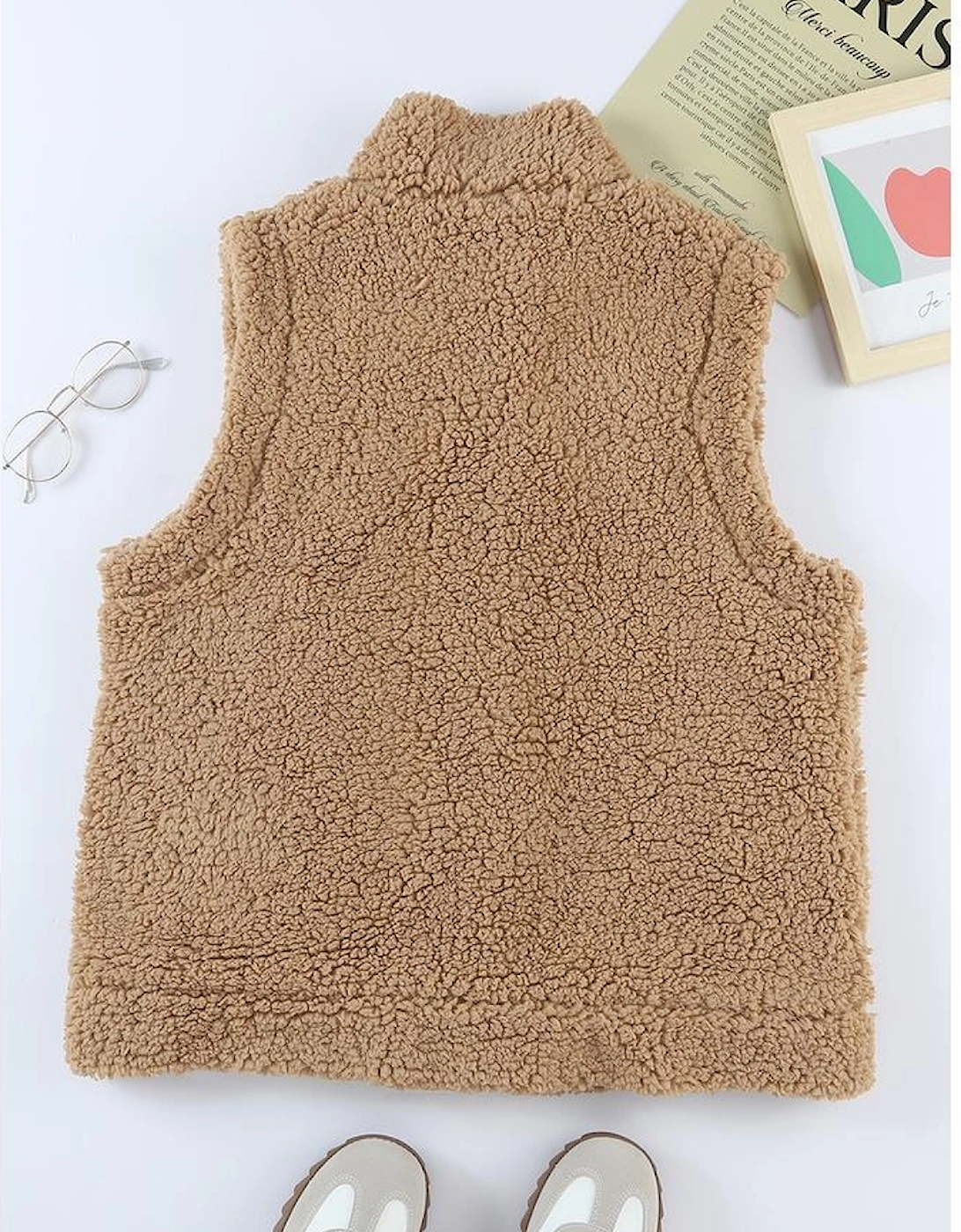 Azura Exchange Women's Cozy Sherpa Vest  Women's Sherpa Vest - Cozy & Warm  Camel Sherpa Vest - Soft and Fuzzy  Azura Exchange Sherpa Vest - Casual Style