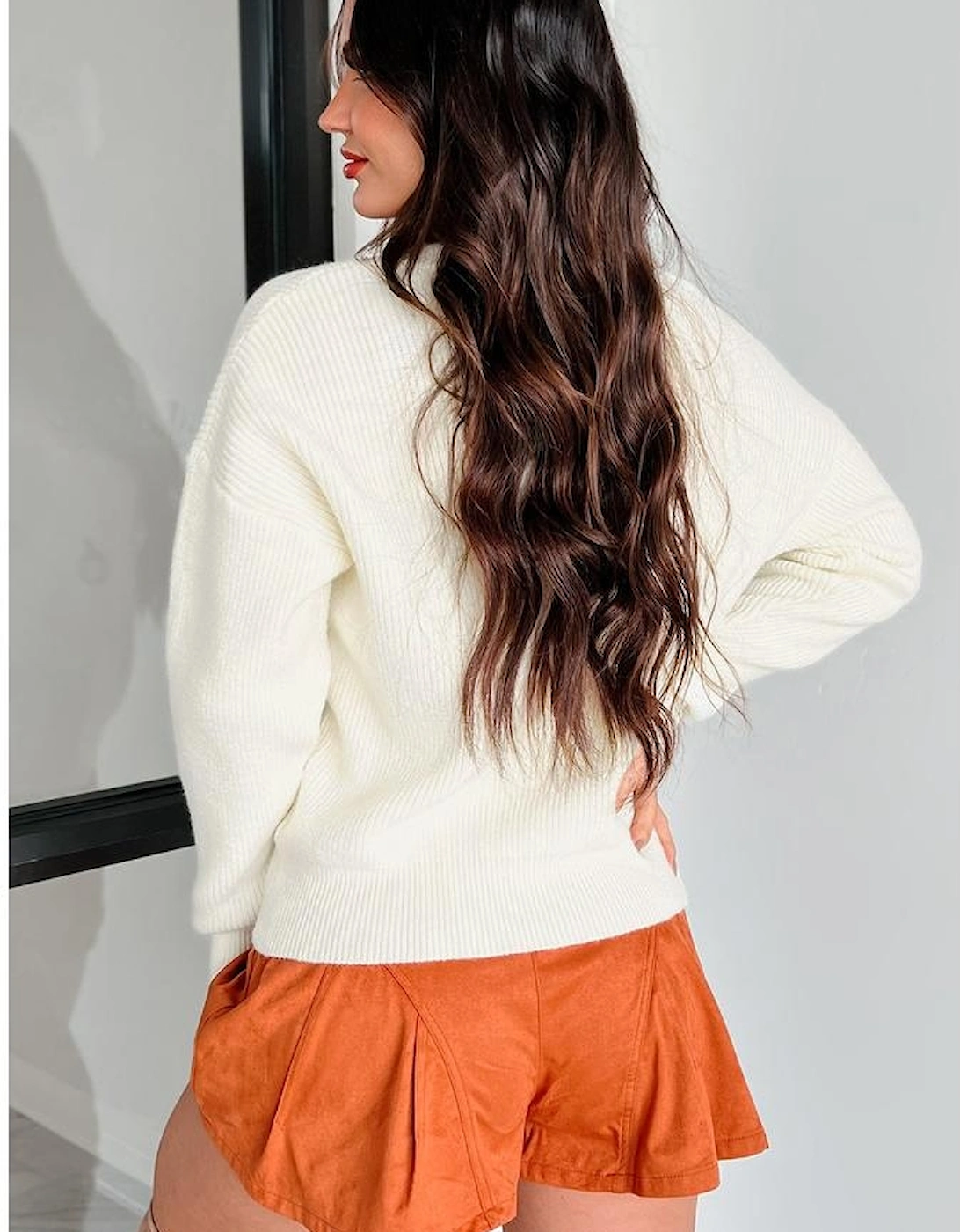 Beige Pumpkin Embroidered Ribbed Thanksgiving Halloween Holiday Sweater, 5 of 4