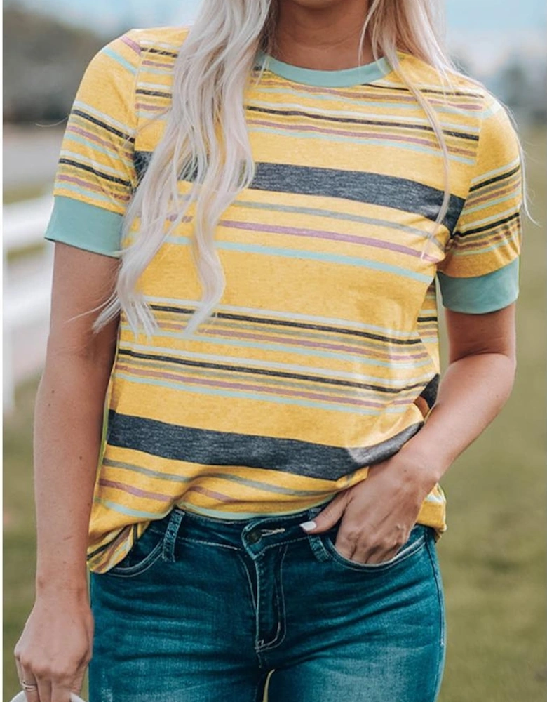 Azura Exchange Multicolor Stripes Crew Neck T Shirt