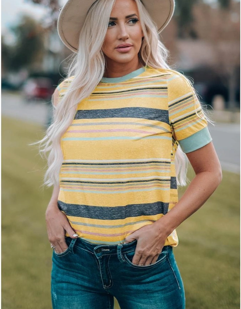 Azura Exchange Multicolor Stripes Crew Neck T Shirt