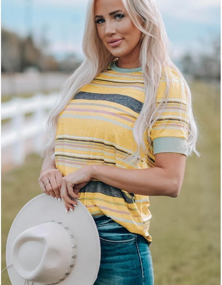 Azura Exchange Multicolor Stripes Crew Neck T Shirt