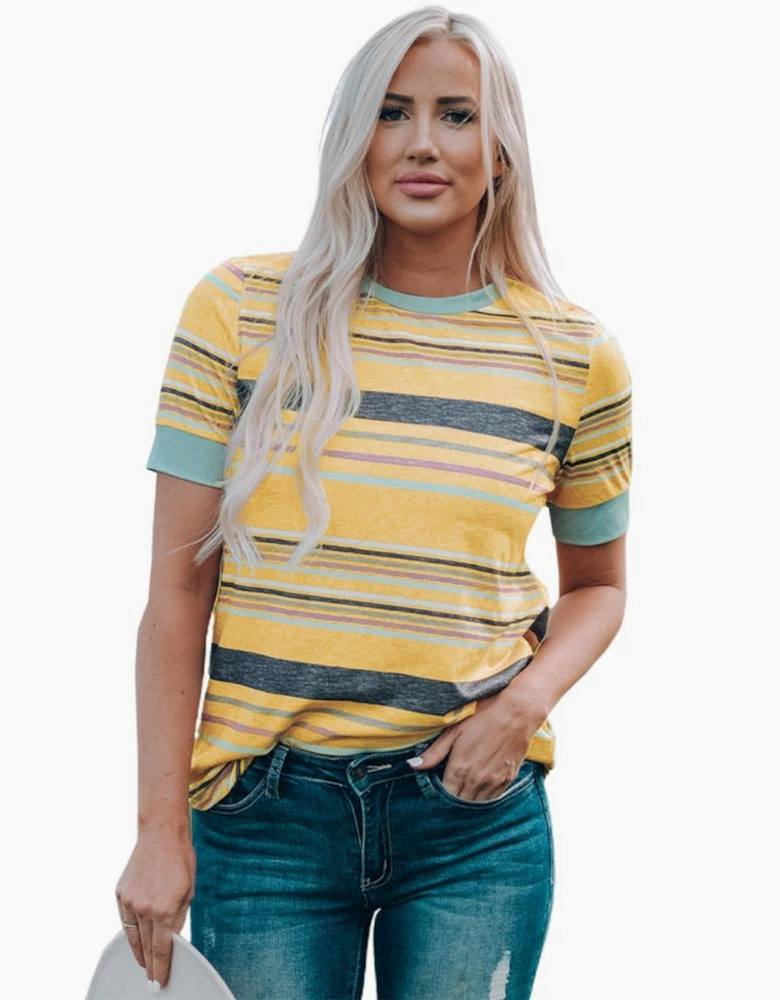 Azura Exchange Multicolor Stripes Crew Neck T Shirt