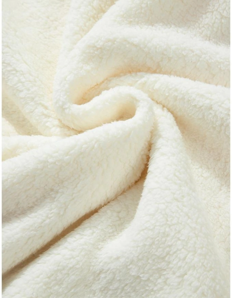 Beige Sherpa HOWDY Patched Pullover Sweatshirt