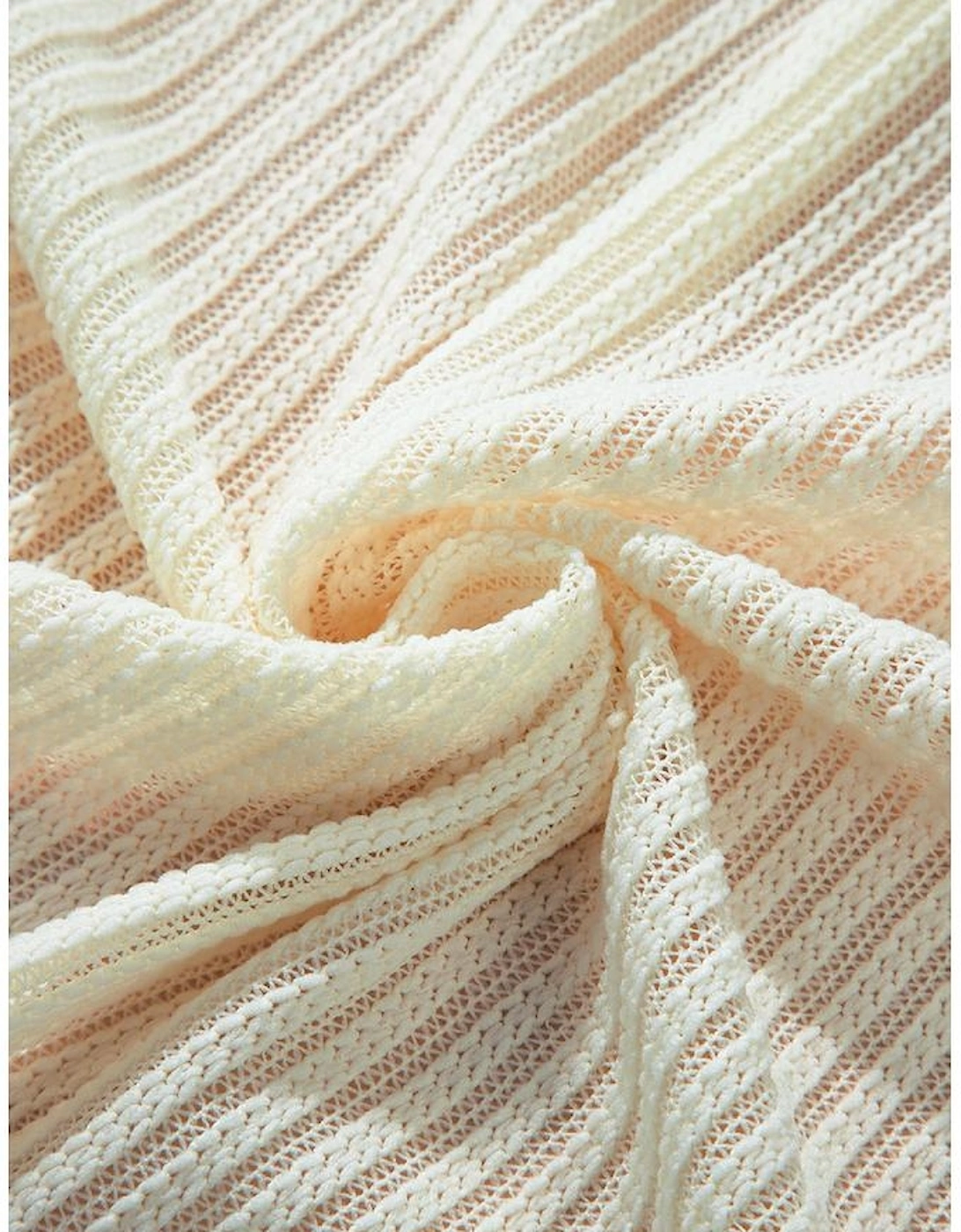 Beige Textured Lantern Sleeve Open Kimono