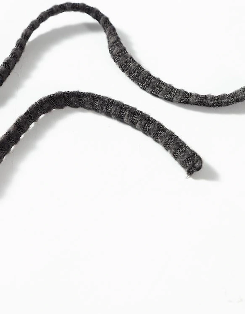 Dark Grey Ribbed Zip Up Front Drawstring Hoodie