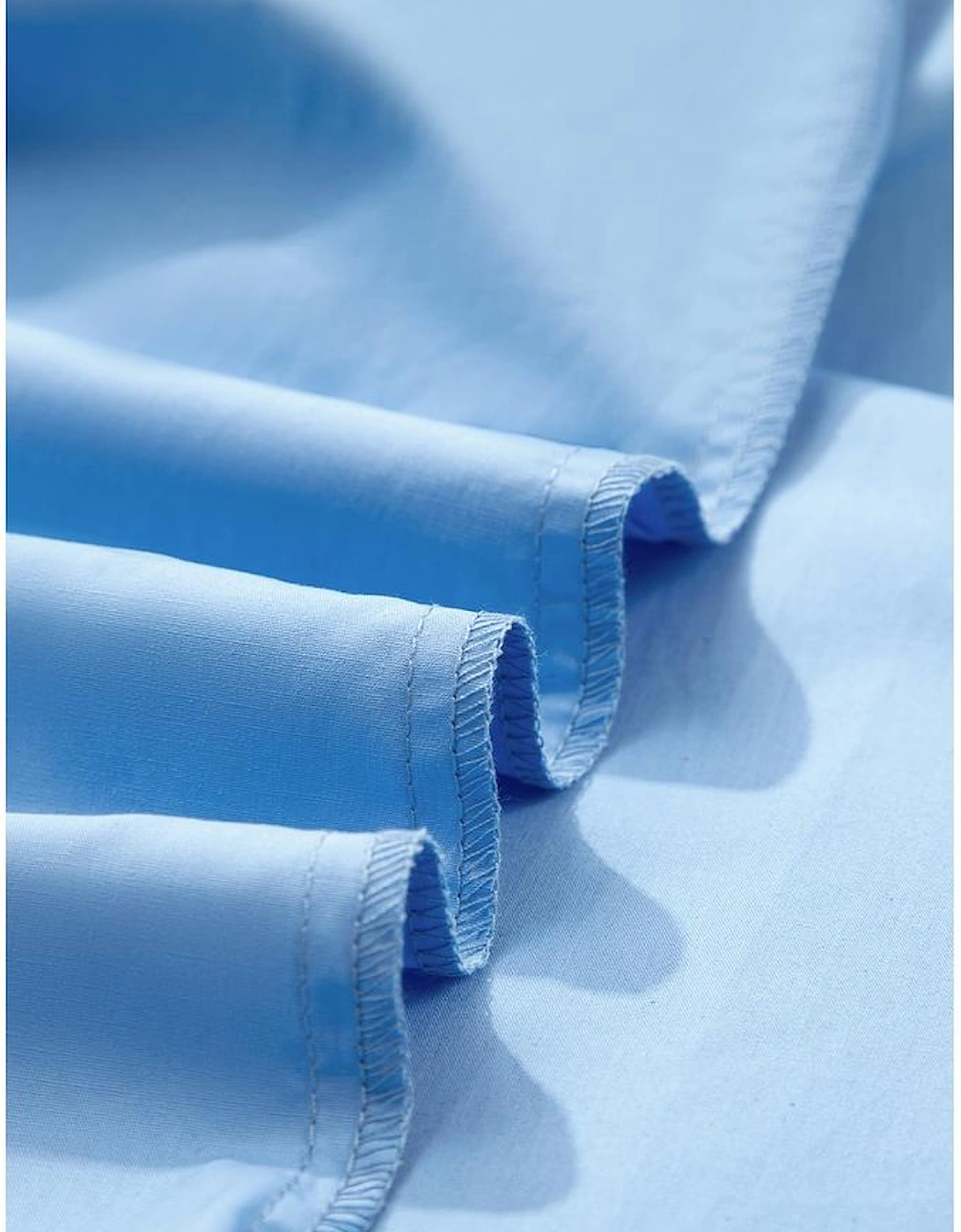 Mist Blue Contrast Notched Neck Frilly Detail Short Sleeve Blouse