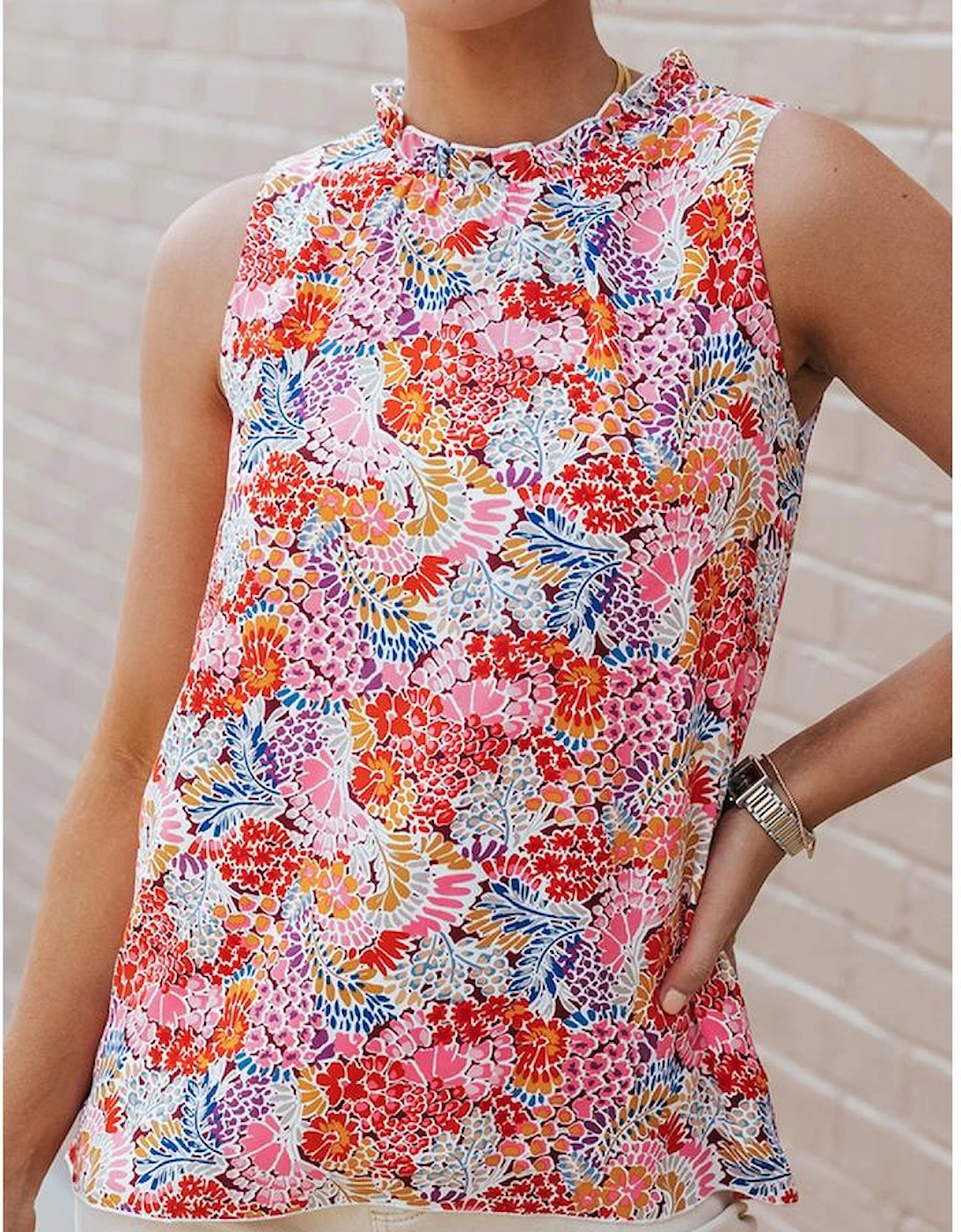 Multicolor Floral Print Relaxed Tank Top