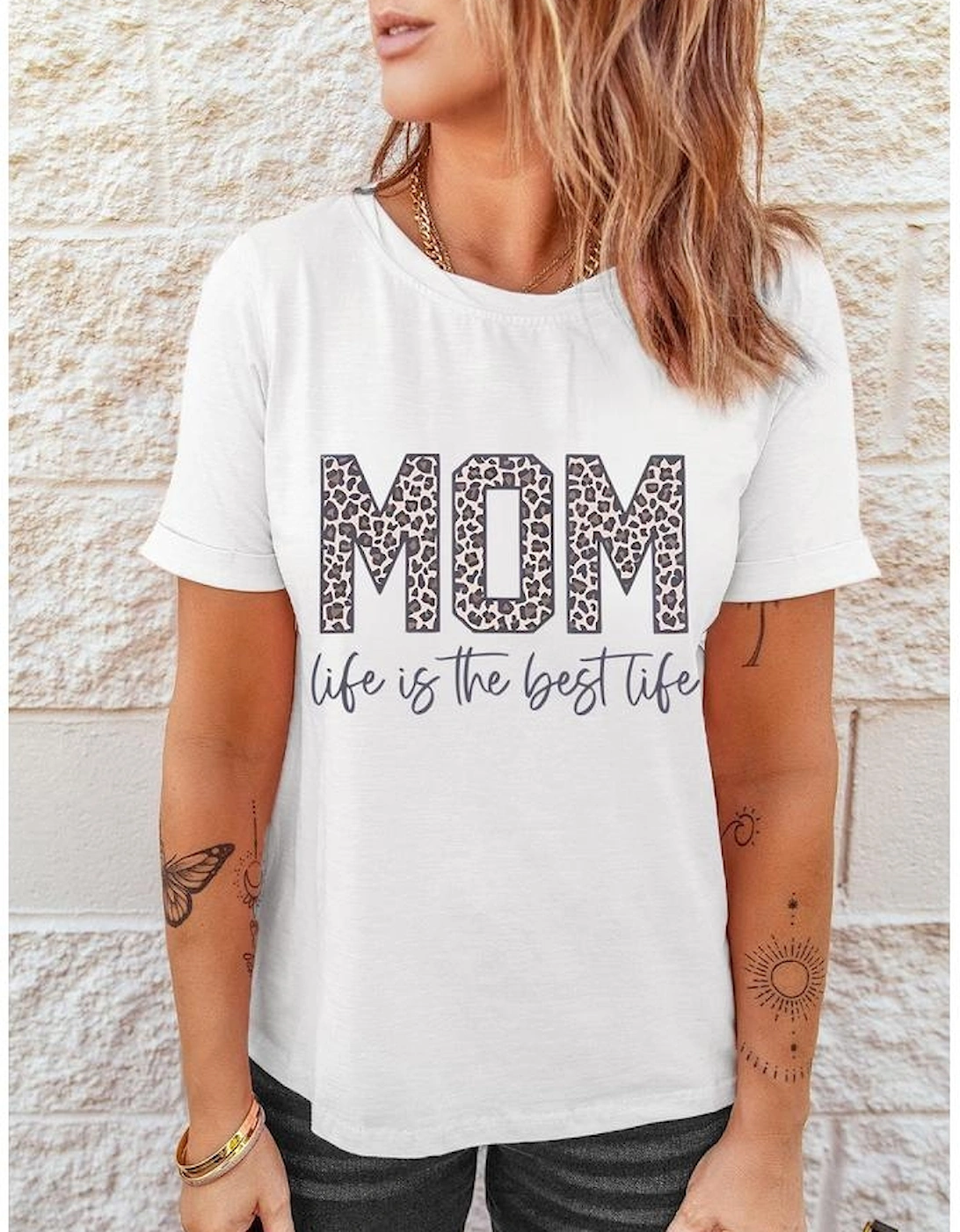 White MOM life is the best life Graphic T Shirt