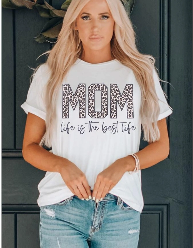 White MOM life is the best life Graphic T Shirt