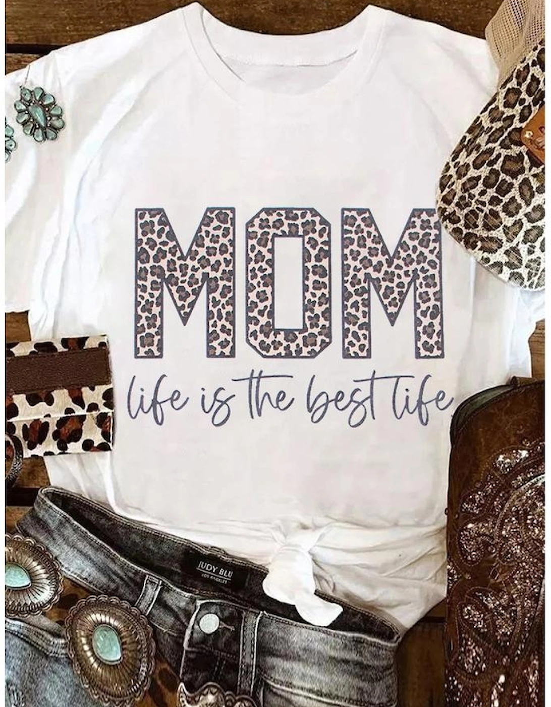 White MOM life is the best life Graphic T Shirt