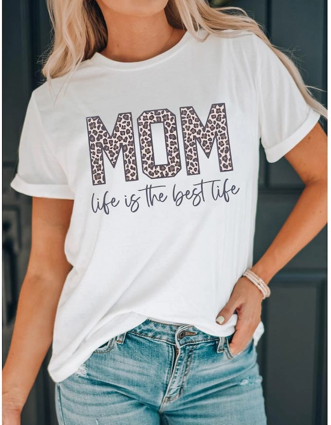 White MOM life is the best life Graphic T Shirt