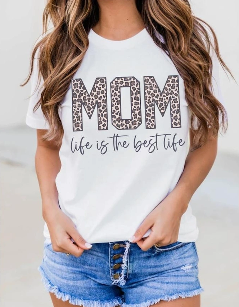 White MOM life is the best life Graphic T Shirt
