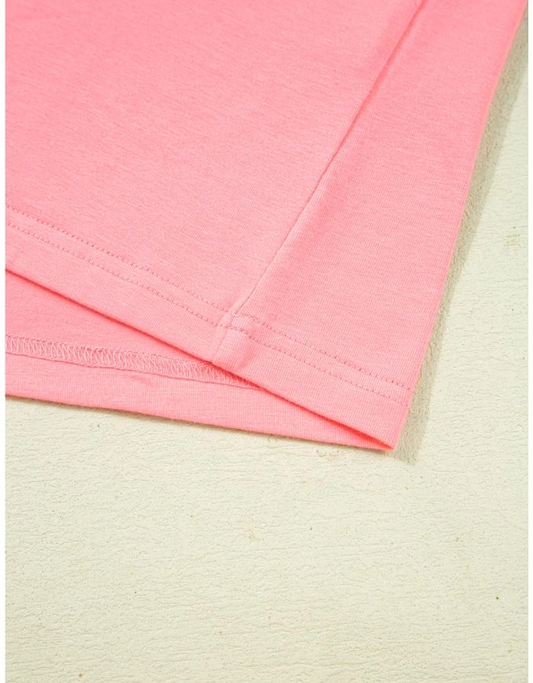 Gossamer Pink Floral Color Block Patchwork Long Sleeve Top