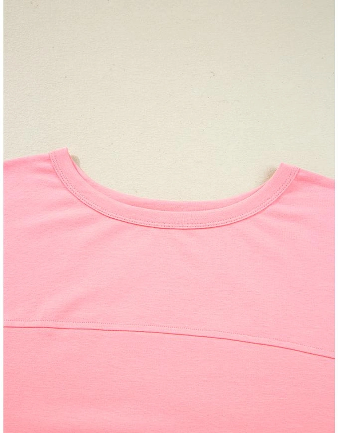 Gossamer Pink Floral Color Block Patchwork Long Sleeve Top