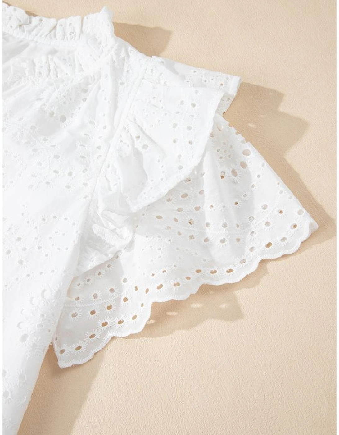 White Broderie Anglaise Ruffle Short Sleeve Blouse